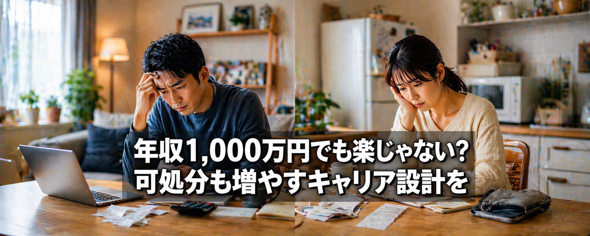 年収1000万円でも生活が楽ではない現実と手取りを増やすキャリア設計を考える男女