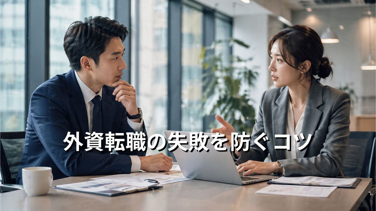 外資転職で失敗しないためのポイントを話し合うビジネスパーソン